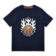 Basketball Flamme Print Tee - Navy Blazer