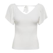 Hvid V-hals T-shirt til kvinder