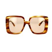 Oversized firkantede Havana solbriller med brune linser