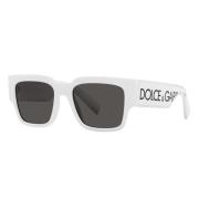 Ikoniske DG6184 solbriller med hvid ramme og grå linser