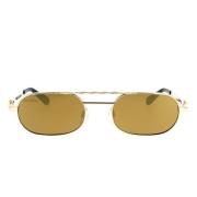 Guld Metal Oval Solbriller med Spejlede Linser