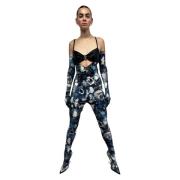 Ikonisk Denim Effekt Jumpsuit med Top