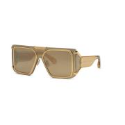 Guldgule solbriller med brune/spejlgyldne linser