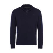 Essential Lambswool Half Zip Navy Sweater