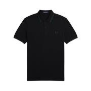 Slim Fit Twin Tipped Polo i Sort/Ivy
