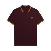 Slim Fit Twin Tipped Polo i Oxblood/Electric Yellow/Gold