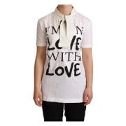 Hvid Bomuldssilke I'm In Love Top T-shirt