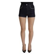 Blå Denim Crystal Hot Pants Shorts