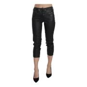 Sorte Slim Leg Cropped Denim Bukser