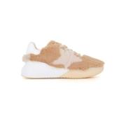 Beige Vegan Sneakers med tyk sål og snøring foran