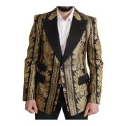 Black Gold Jacquard Single Breasted Blazer