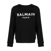 Sort Sweater med Balmain Paris Logo