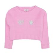 Børns Pink Faux Fur Sweater med Eye Star Logo