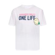 One Life One Planet Smiley T-Shirt med Print