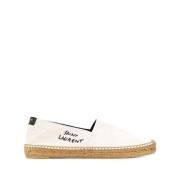 Beige Logo-Broderede Espadriller