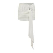 Elegant Hvid Mini Nederdel med Twisted Effekt og Sløjfe