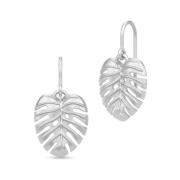 Philo Leaf Earrings - Rhodium