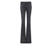 Stjerne- og paisleymønstret denim jeans