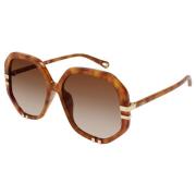 Geometric Havana Brown Sunglasses