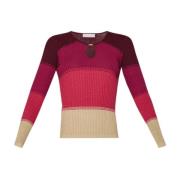 Multifarvet Ribstrikket Sweatshirt med Lurex Detaljer