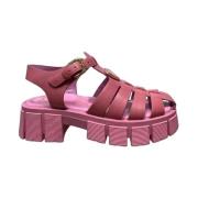 Casual Pink Læder Kinders Sandaler