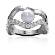 Elegant Perle Zirconia Sølv Ring