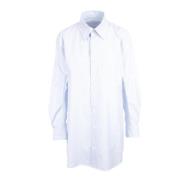 Oversize Bomuld Poplin Skjorte med Blå Striber