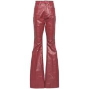 Røde coated højtaljede bukser