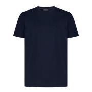 Blå Ribbet Crew Neck T-shirts og Polos
