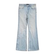 Lysblå højtaljede jeans med bredt ben