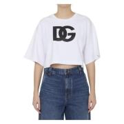 Hvid Kortærmet Crop T-Shirt med DG Logo