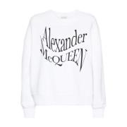 Hvid Crewneck Sweatshirt med Logo Print