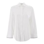Hvid Stretch-Bomuld Poplin Skjorte