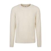 Ivory Bomuldssweater med Lange Ærmer