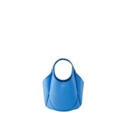Blå Læder Mini Bucket Shopper Taske