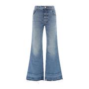 Blå Jeans med Frynsekant og Høj Talje