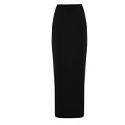 Lang sort nederdel med sideslid til kvinder