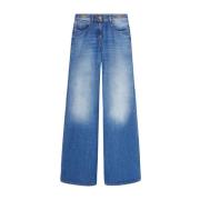Indigo Blå Vasket Denim Jeans