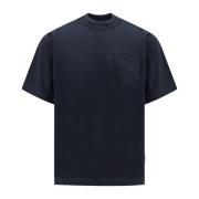 Blå Crew-neck T-shirt med Brystlomme