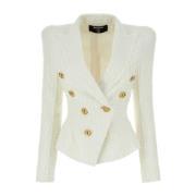 Hvid Tweed Blazer - Klassisk Stil