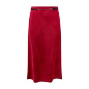Rosa Silkeblanding Nederdel med Aftageligt Bælte