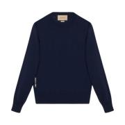 Mørkeblå Sweater med Logo Broderi