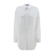 Hvid Bomuldsskjorte med Lange Ærmer