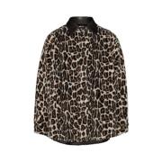 Leopard Print Faux-Fur Skjorte