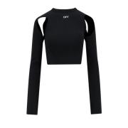 Stretch Nylon Crew-Neck Top med Cut-Out Detalje