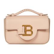 Beige Mini Håndtaske med Gylden B Monogram