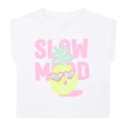 Hvid Ærmeløs T-shirt i Bomuld med Multifarvet Print