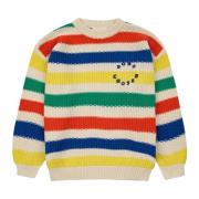 Multifarvet Stribet Bomuldssweater