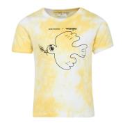 Gul Tie-Dye T-Shirt med Peace Dove Print