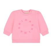 Lyserød Sweatshirt i Børstet Bomuld med Dobbelt Præget Logo